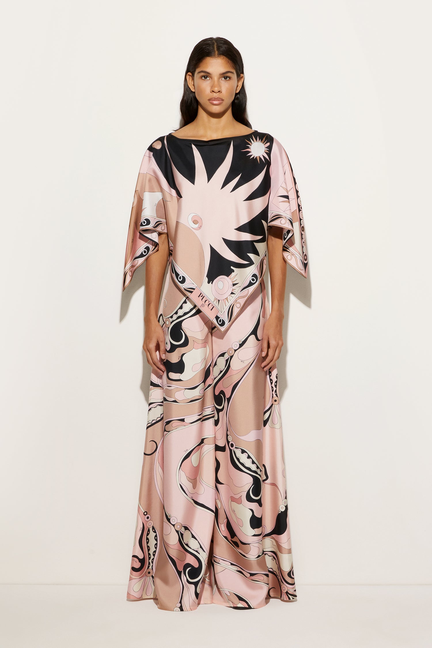 Pantaloni in Seta con Stampa Orchidee