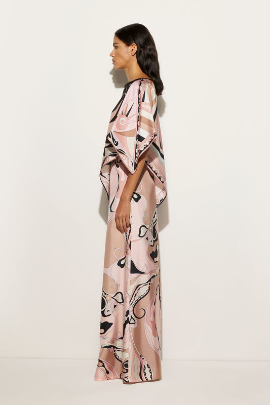 Pantaloni in Seta con Stampa Orchidee