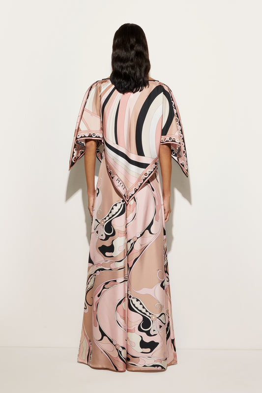 Pantaloni in Seta con Stampa Orchidee