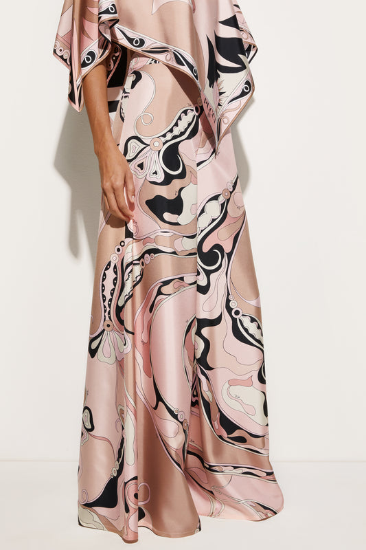 Pantaloni in Seta con Stampa Orchidee