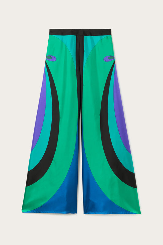 Pantaloni in Seta con Stampa Maddalena