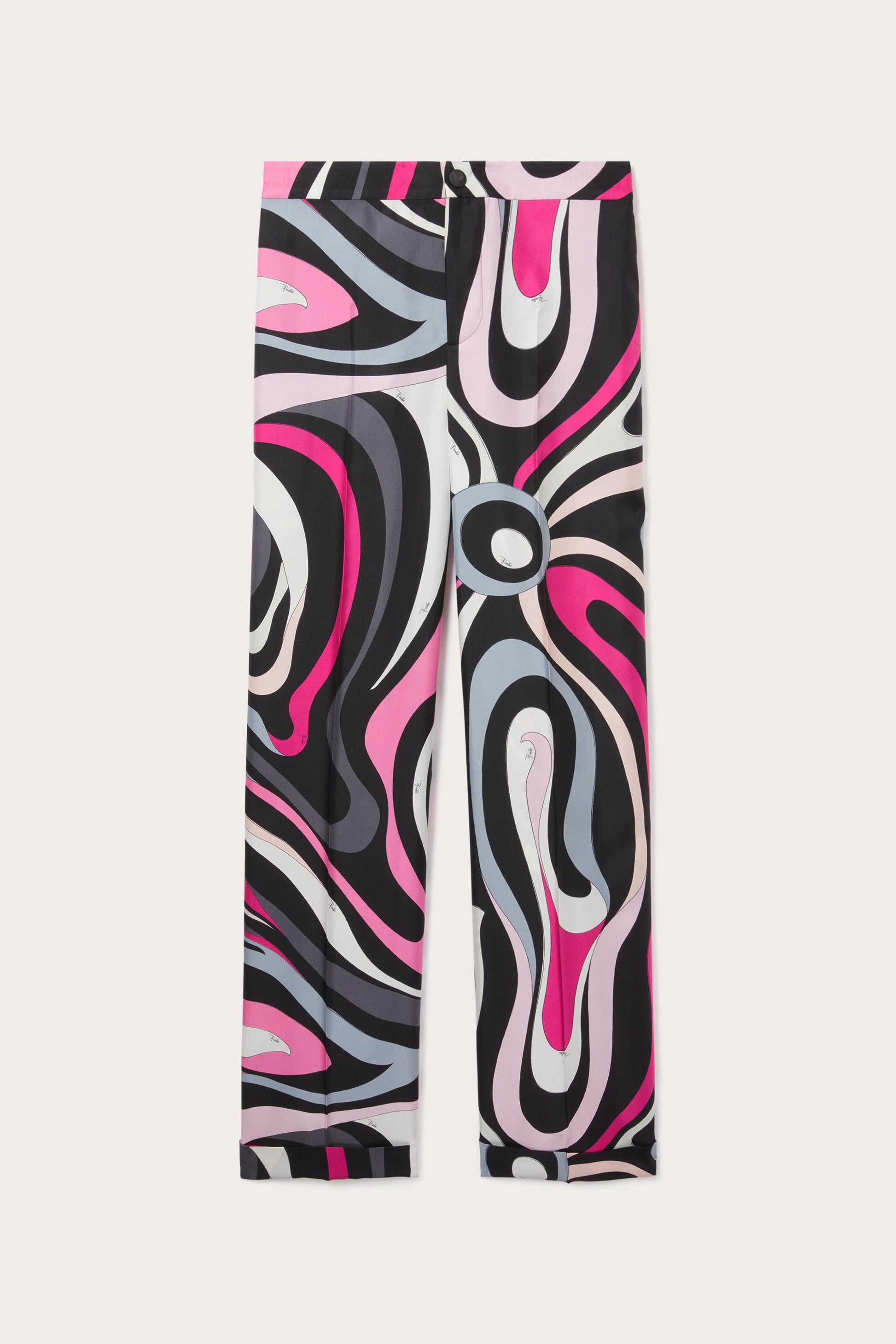 Marmo Print Straight Silk Twill Pants View 1 - Pucci