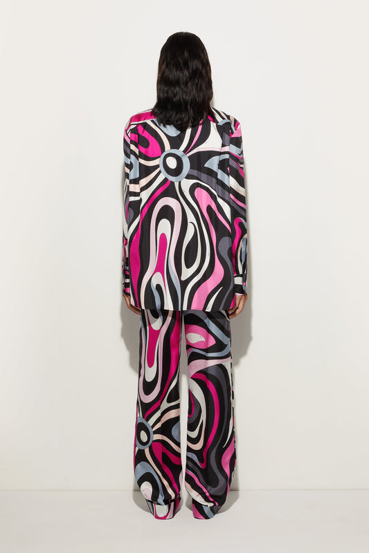 Marmo Print Straight Silk Twill Pants View 4 - Pucci