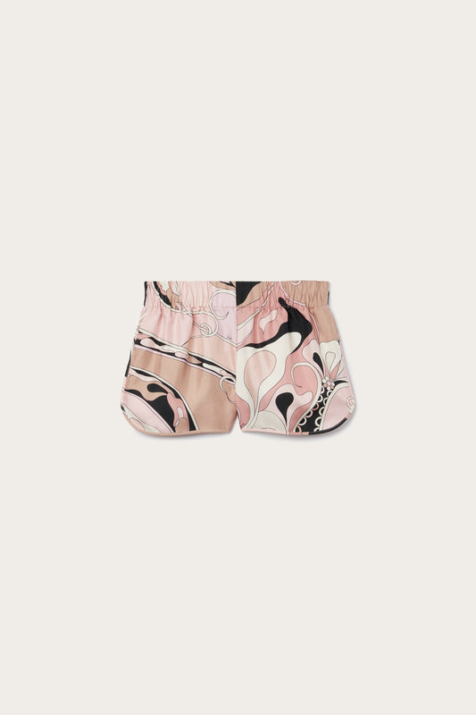 Shorts in Seta con Stampa Orchidee