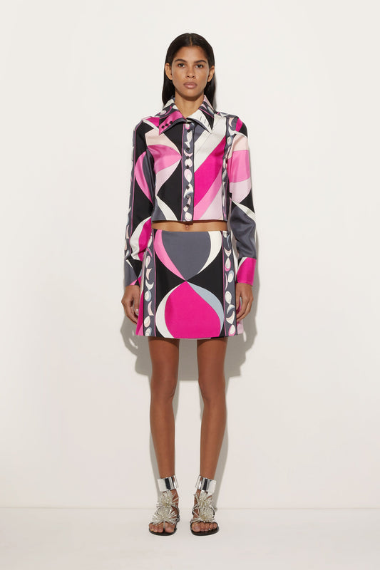 Pesci Print Silk Twill Miniskirt View 2 - Pucci