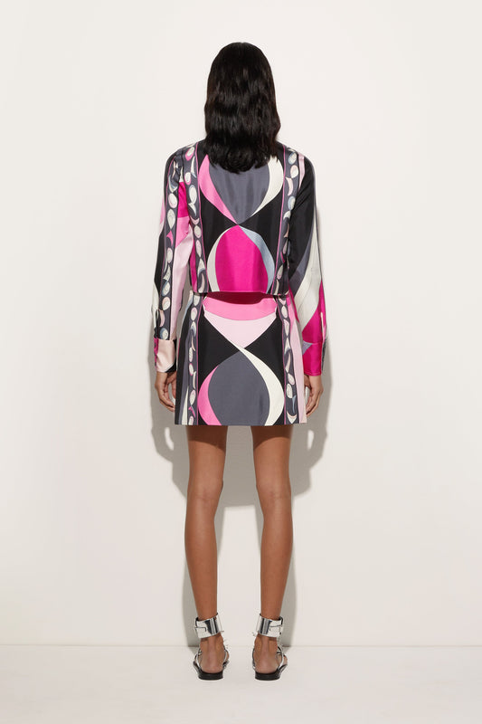 Pesci Print Silk Twill Miniskirt View 4 - Pucci