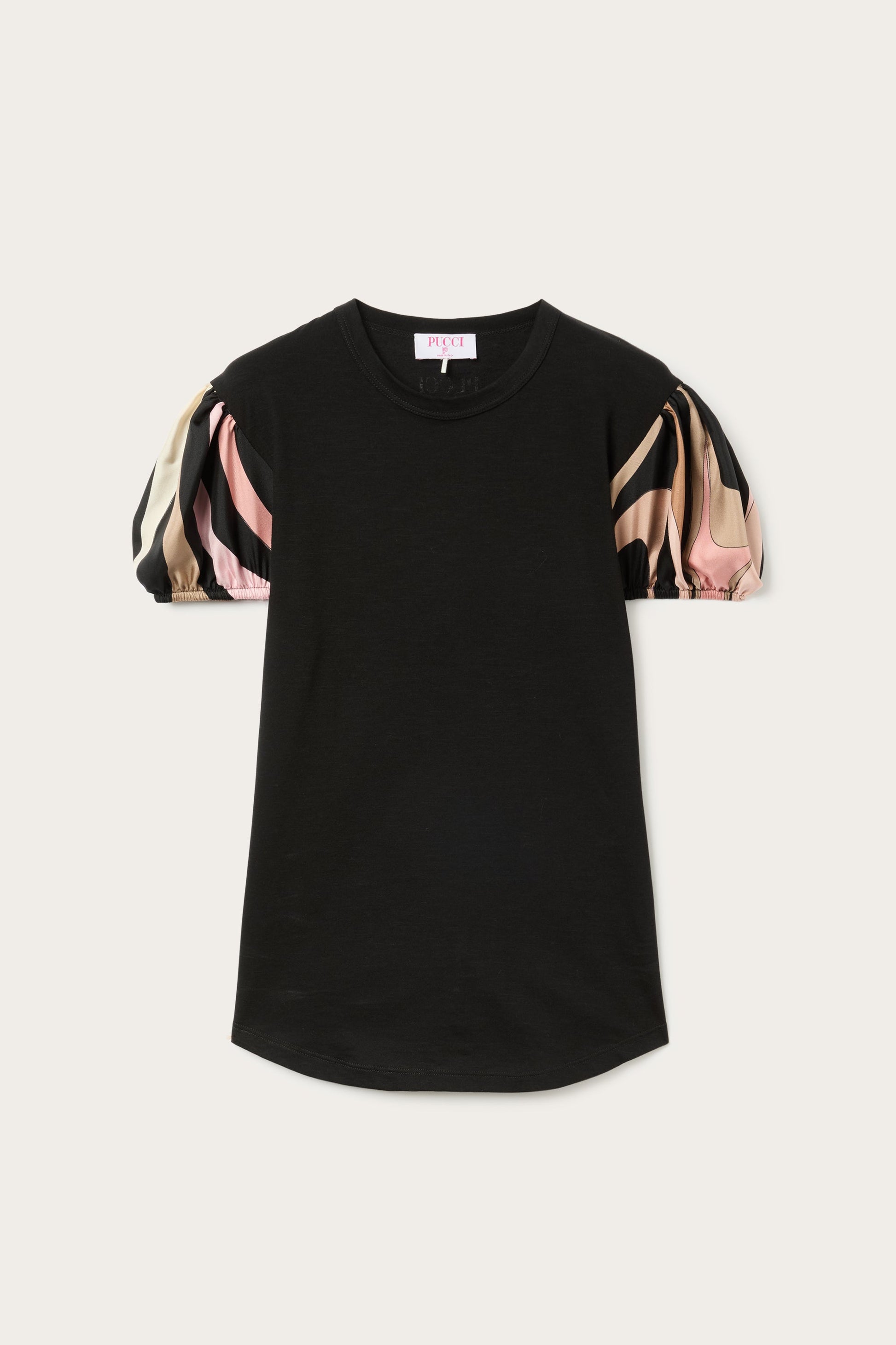T-Shirt with Printed Puff Sleeves View 1 - Pucci