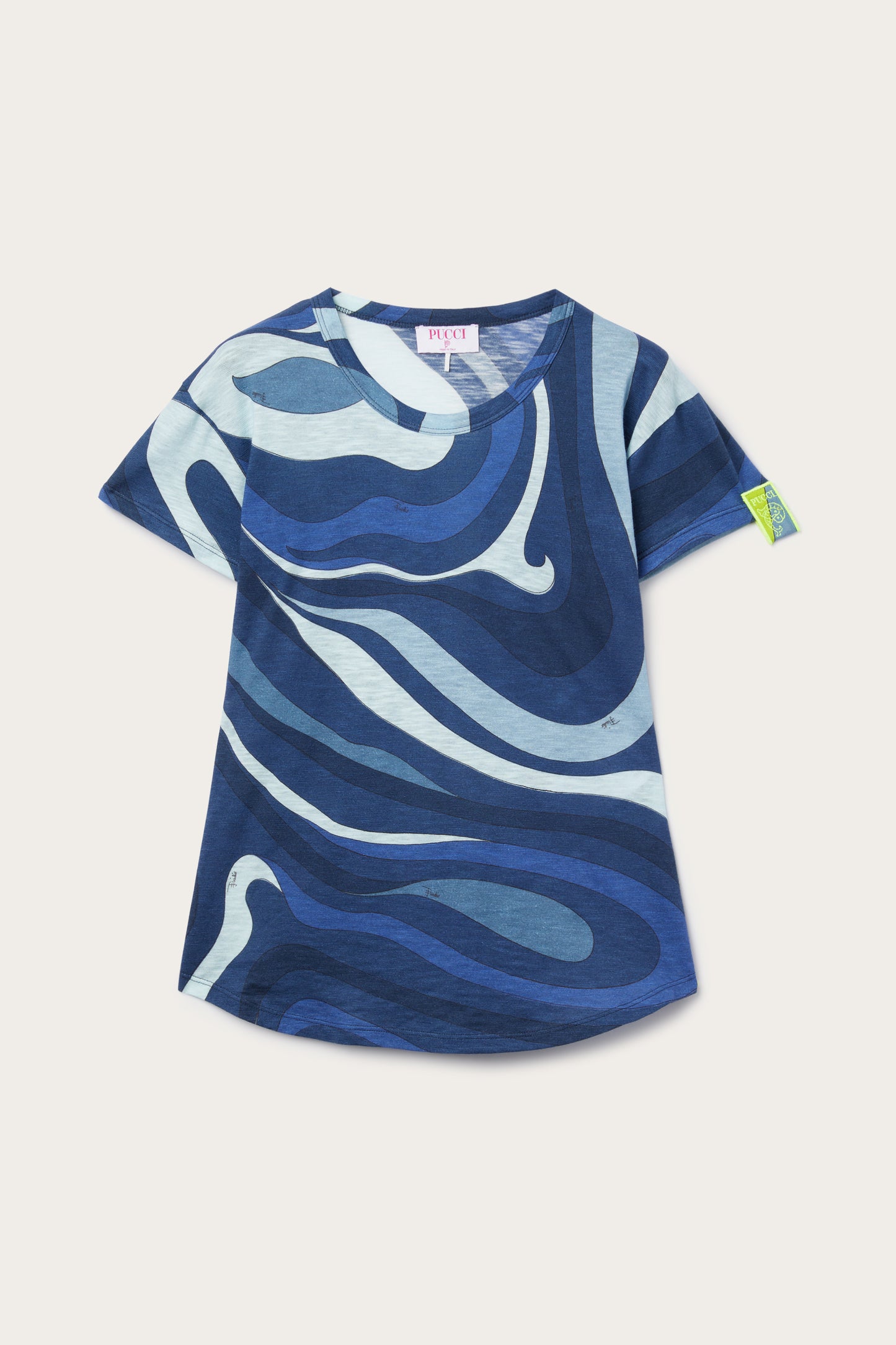 Flamed Jersey T-Shirt with Allover Print View 1 - Pucci