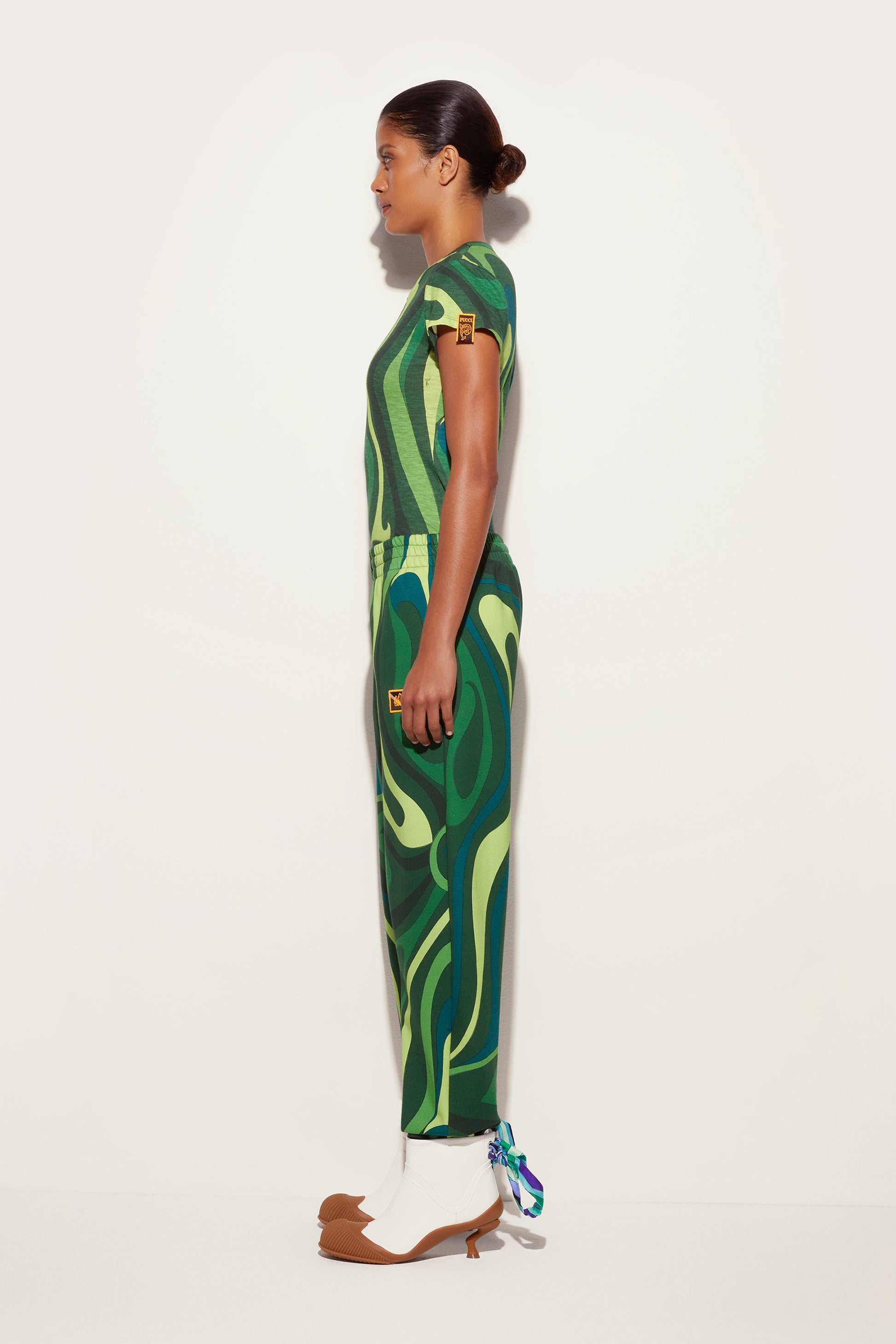 Flamed Jersey T-Shirt with Allover Print View 3 - Pucci