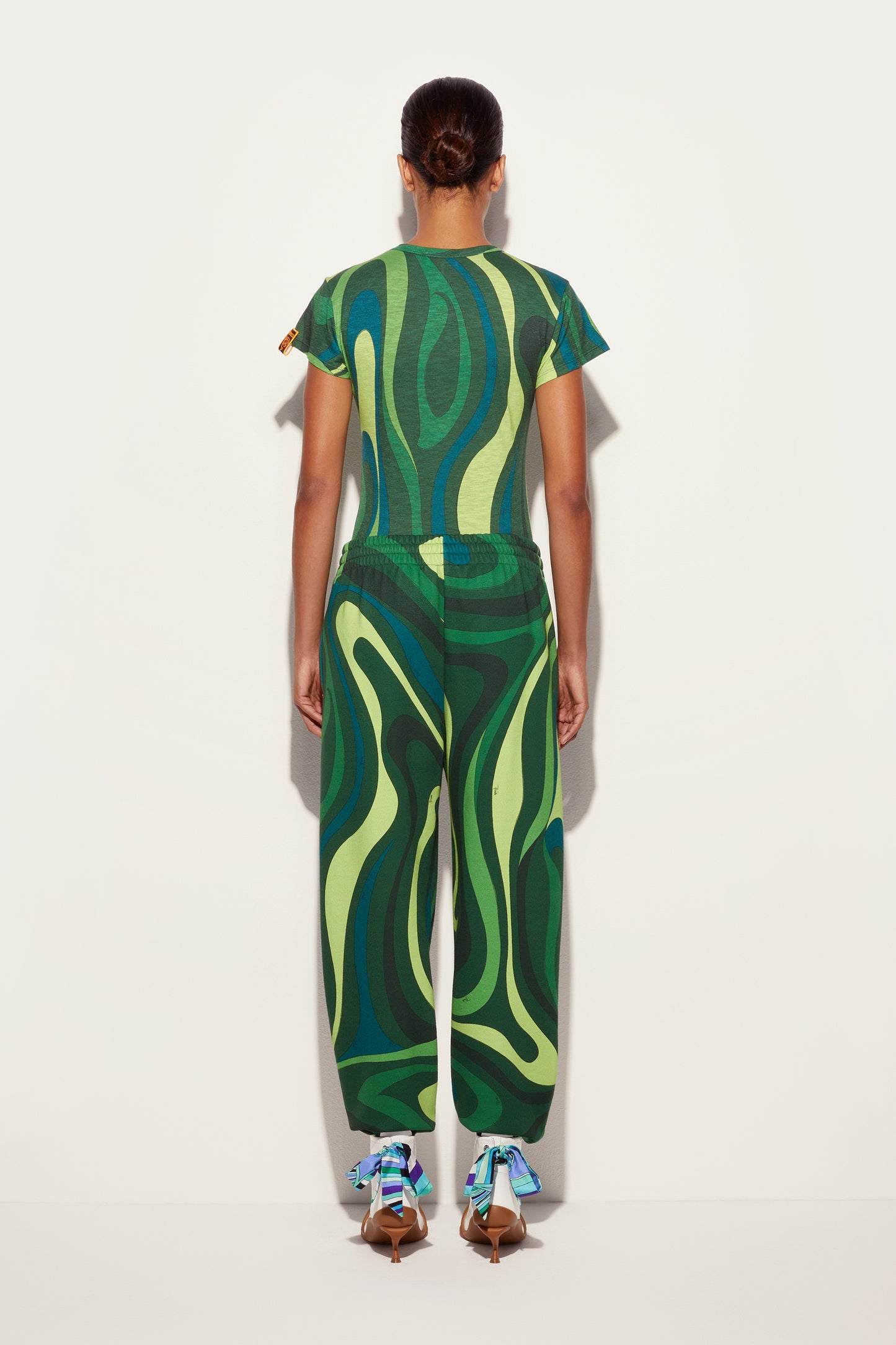 Flamed Jersey T-Shirt with Allover Print View 4 - Pucci