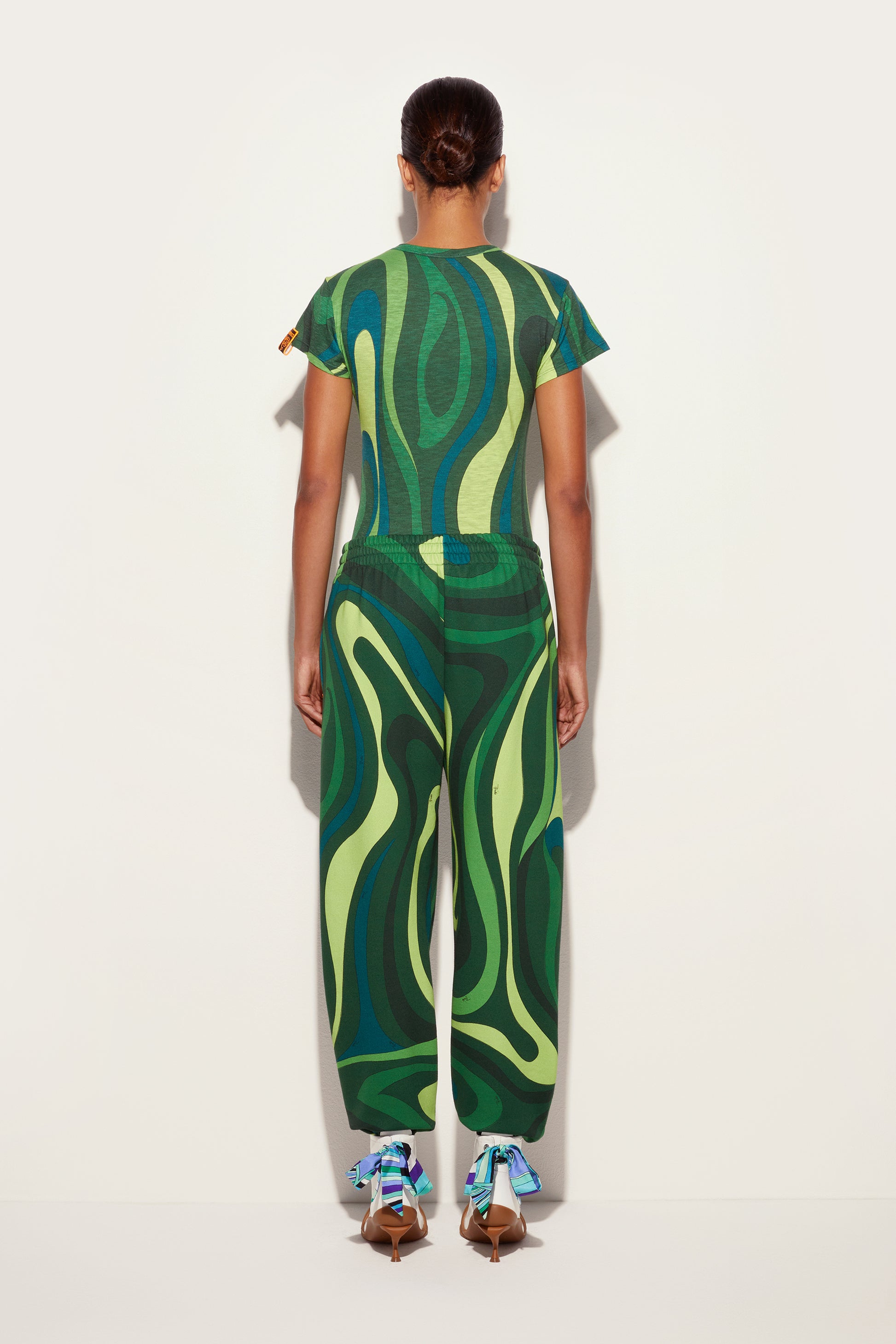 Flamed Jersey T-Shirt with Allover Print View 4 - Pucci
