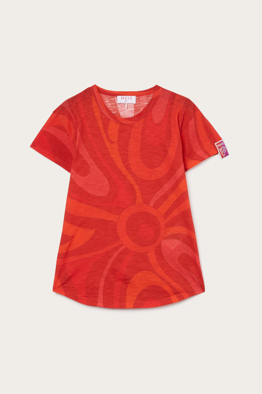 Flamed Jersey T-Shirt with Allover Print View 1 - Pucci