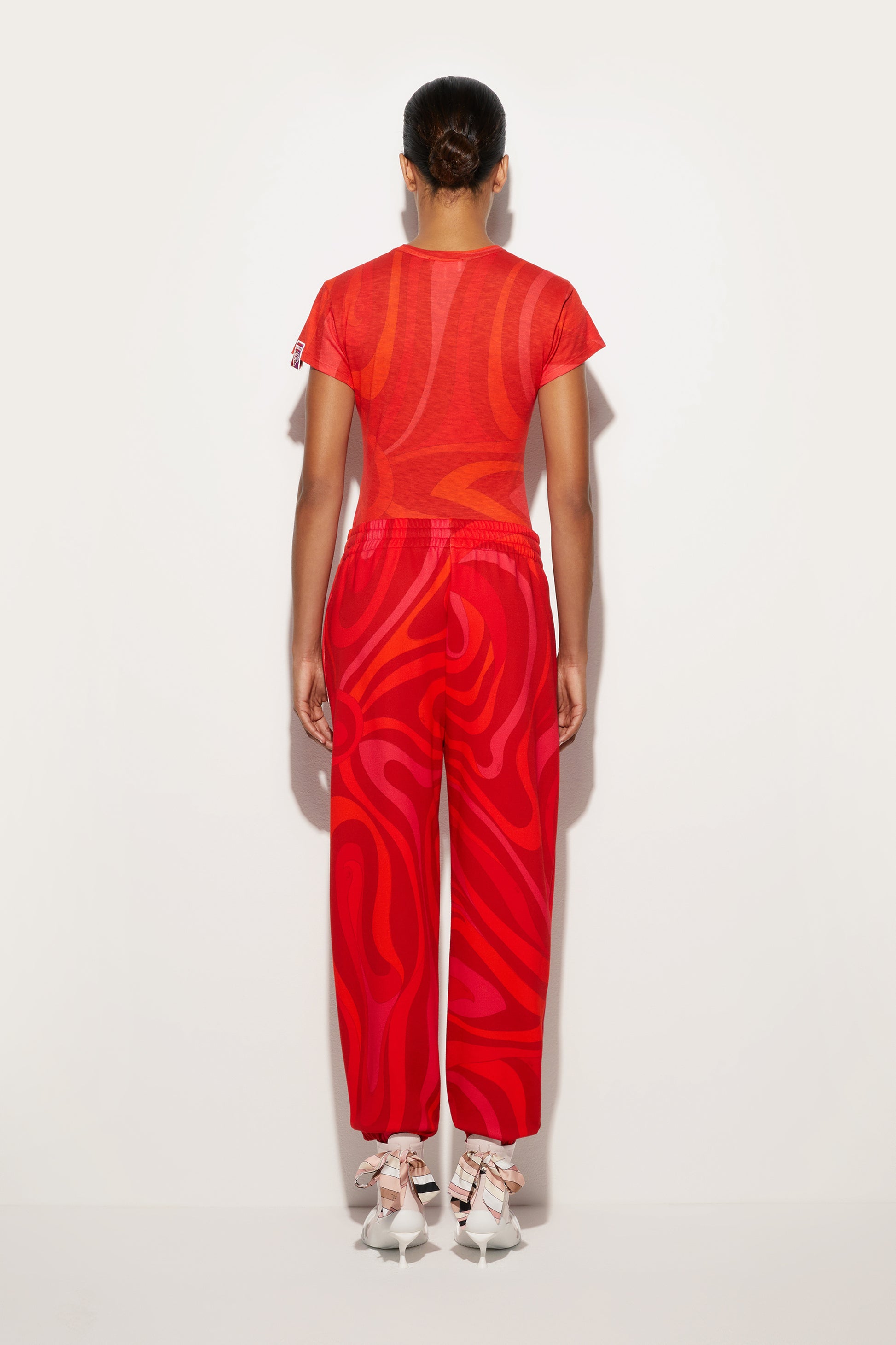 Flamed Jersey T-Shirt with Allover Print View 4 - Pucci