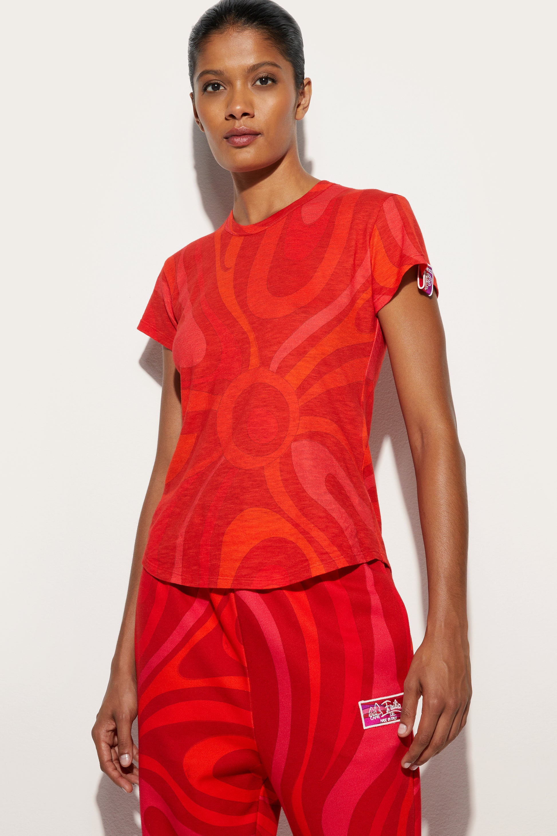 Flamed Jersey T-Shirt with Allover Print View 5 - Pucci