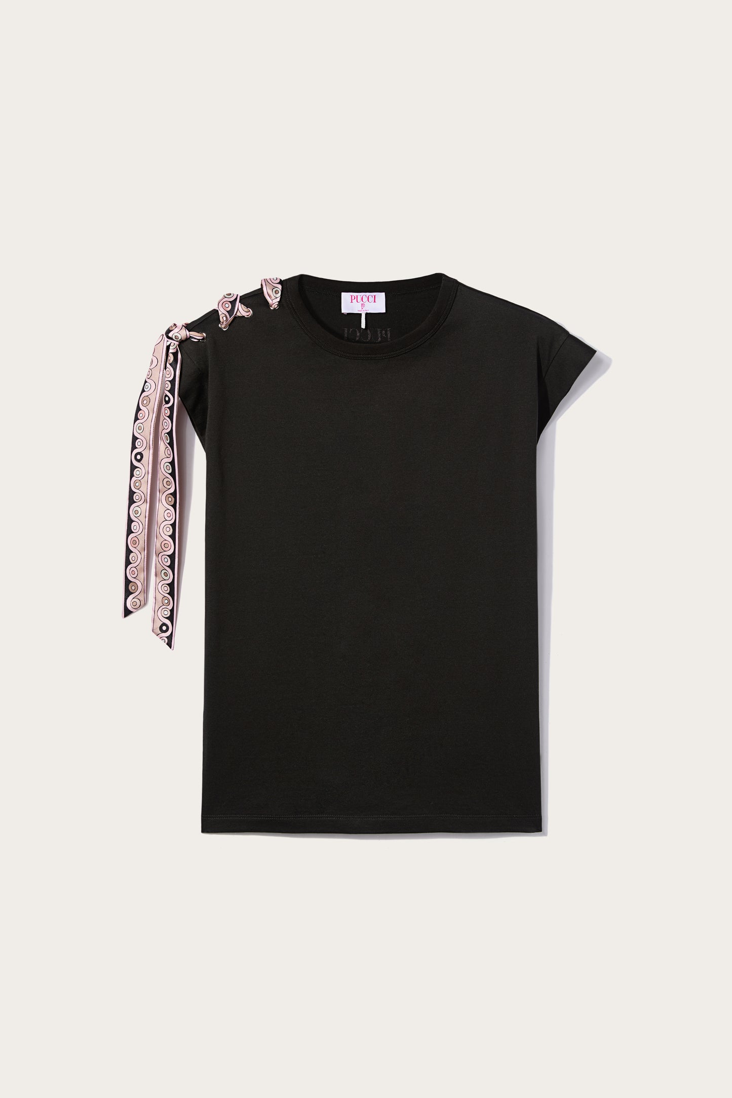 Short Sleeve T-Shirt with Printed Drawstring View 1 - Pucci