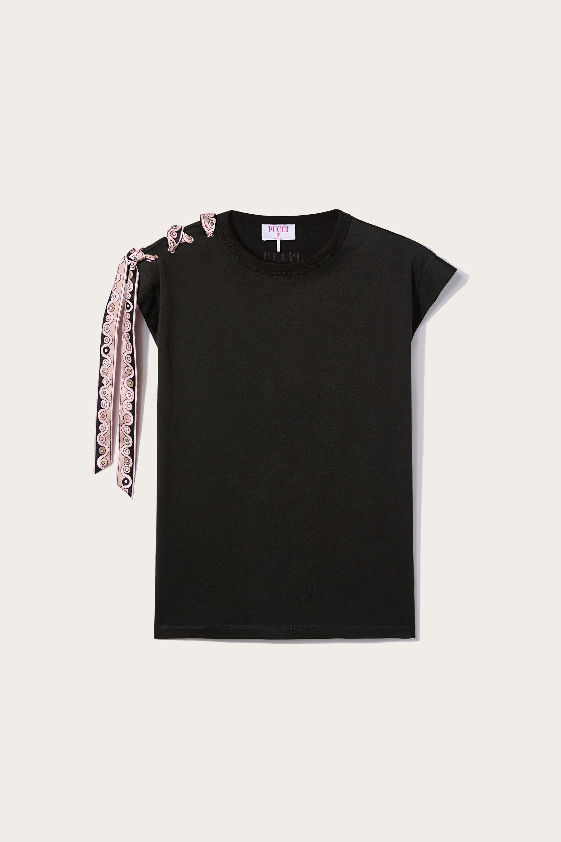 Short Sleeve T-Shirt with Printed Drawstring View 1 - Pucci