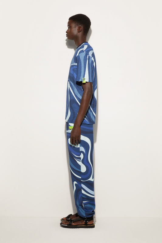 Flamed Jersey T-Shirt with Allover Print View 3 - Pucci