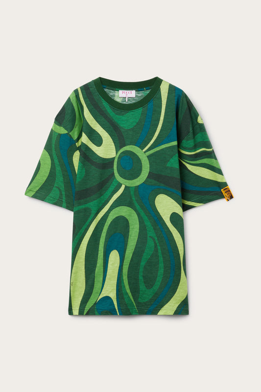 Flamed Jersey T-Shirt with Allover Print View 1 - Pucci