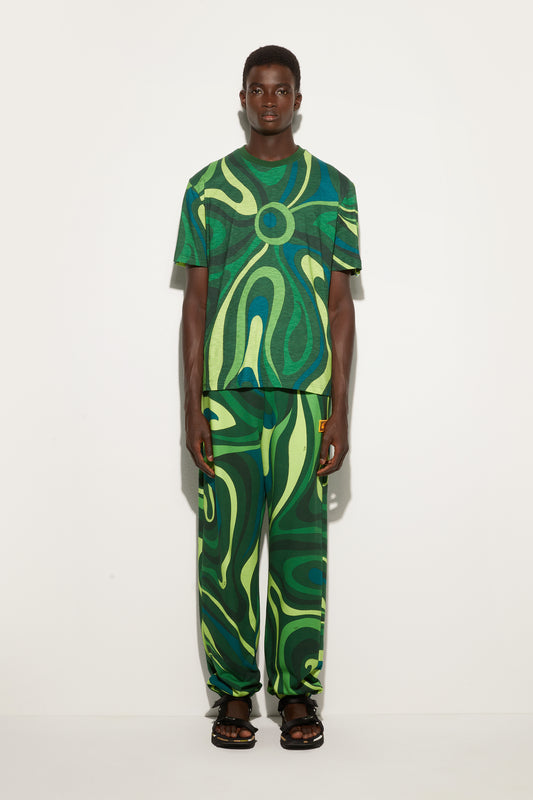 Flamed Jersey T-Shirt with Allover Print View 2 - Pucci