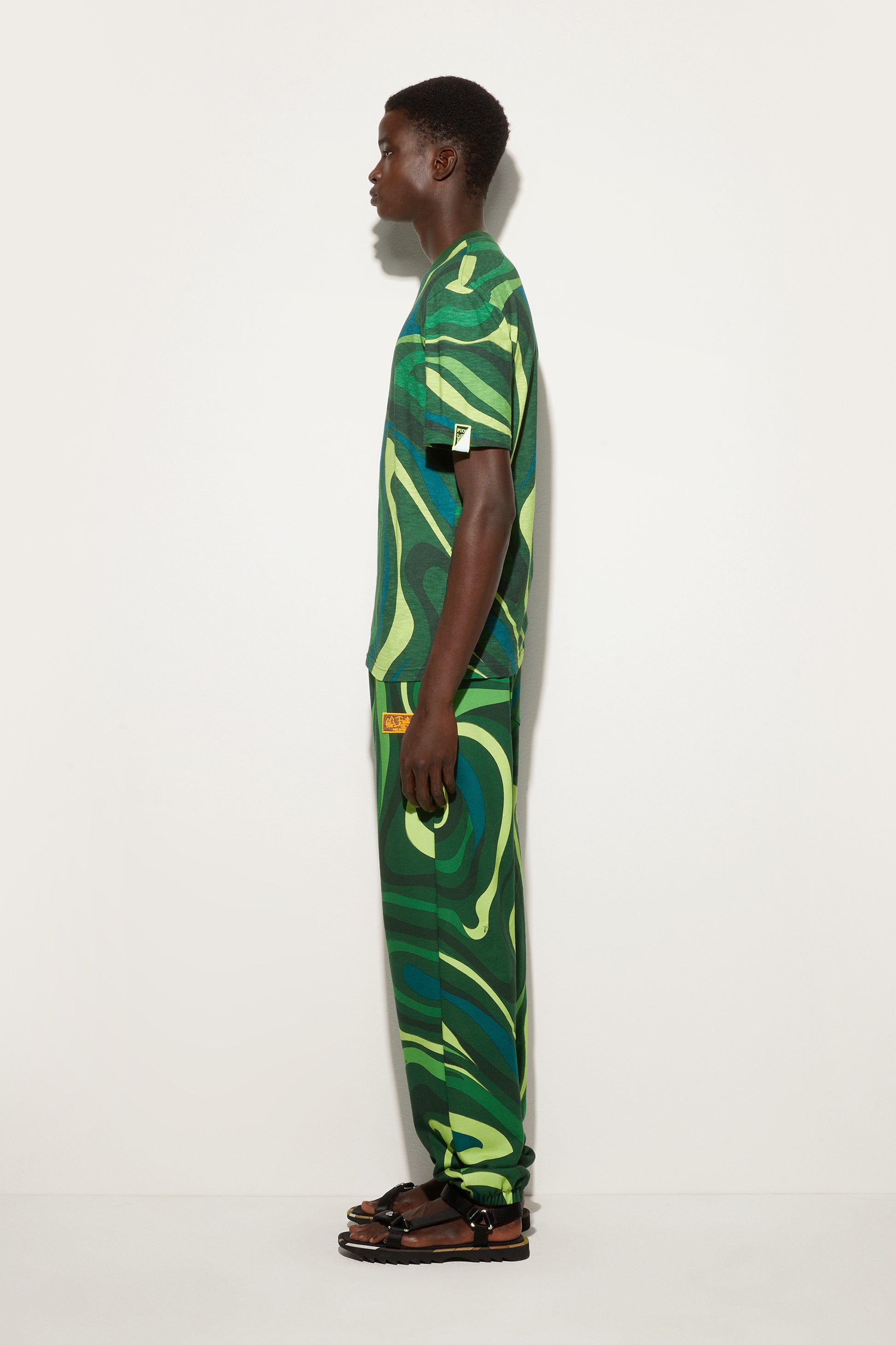Flamed Jersey T-Shirt with Allover Print View 3 - Pucci