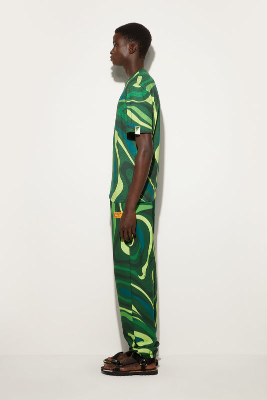 Flamed Jersey T-Shirt with Allover Print View 3 - Pucci