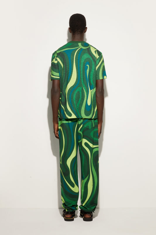Flamed Jersey T-Shirt with Allover Print View 4 - Pucci