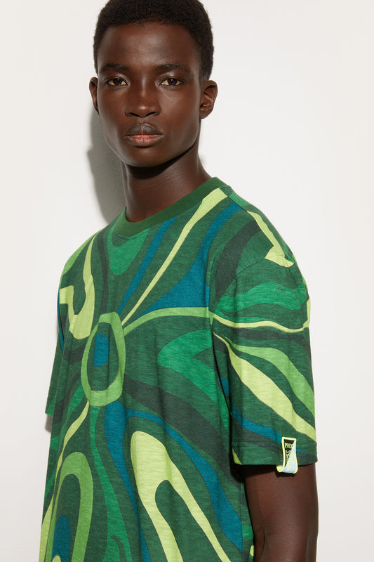 Flamed Jersey T-Shirt with Allover Print View 5 - Pucci