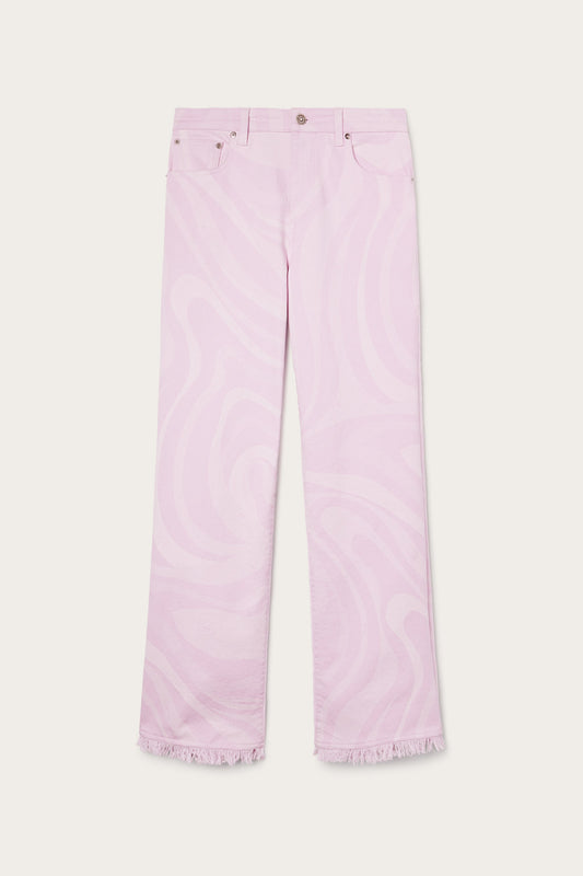 Marmo Print Wide Leg Denim