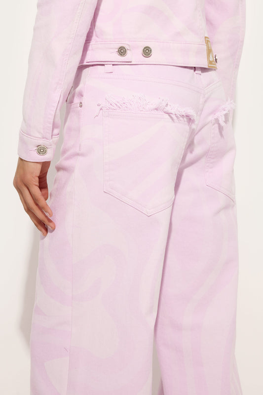 Marmo Print Wide Leg Denim