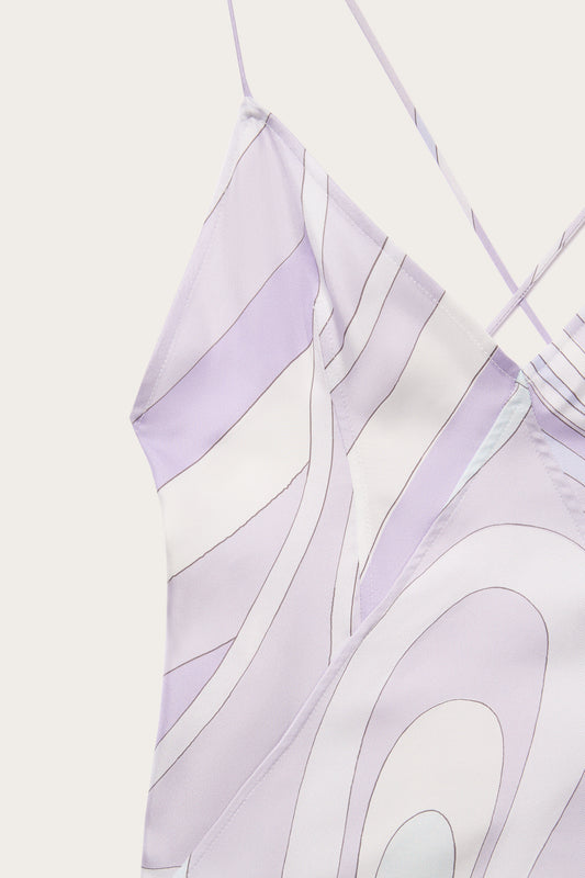 Abito in Silk Twill in Stampa Iride