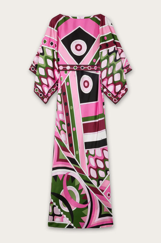 Abito con Coprispalle in Seta in Stampa Vivara