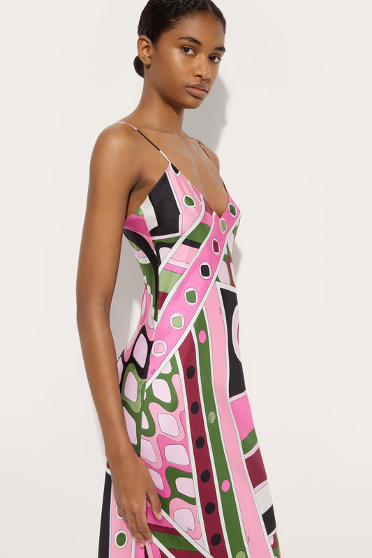 Abito con Coprispalle in Seta in Stampa Vivara