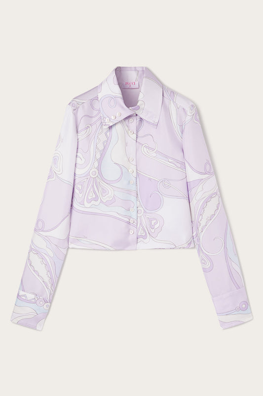 Orchidee Print Silk Twill Shirt