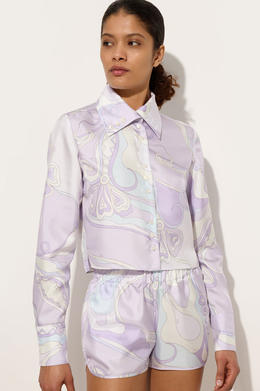 Orchidee Print Silk Twill Shirt