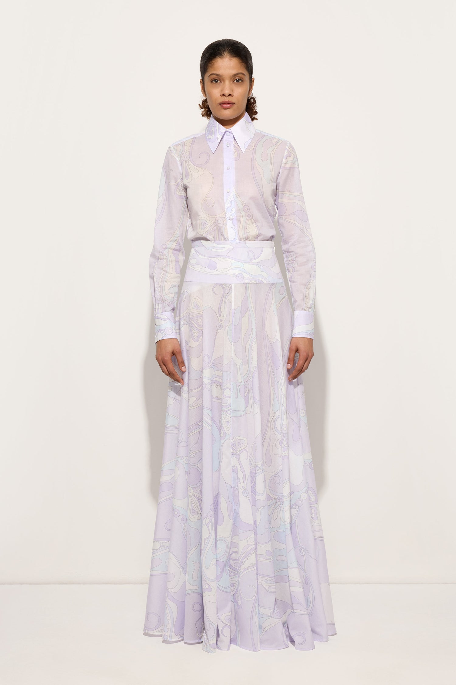 Orchidee Print Cotton Shirt
