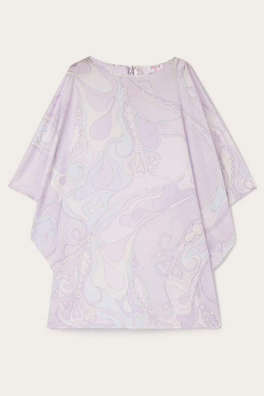 Orchidee Print Short Cotton Kaftan