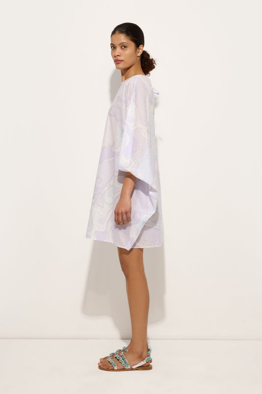 Orchidee Print Short Cotton Kaftan