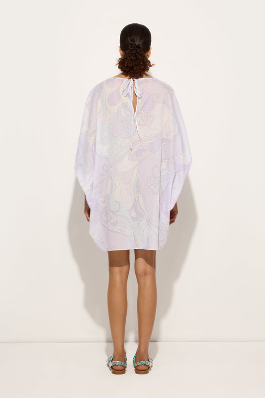 Orchidee Print Short Cotton Kaftan