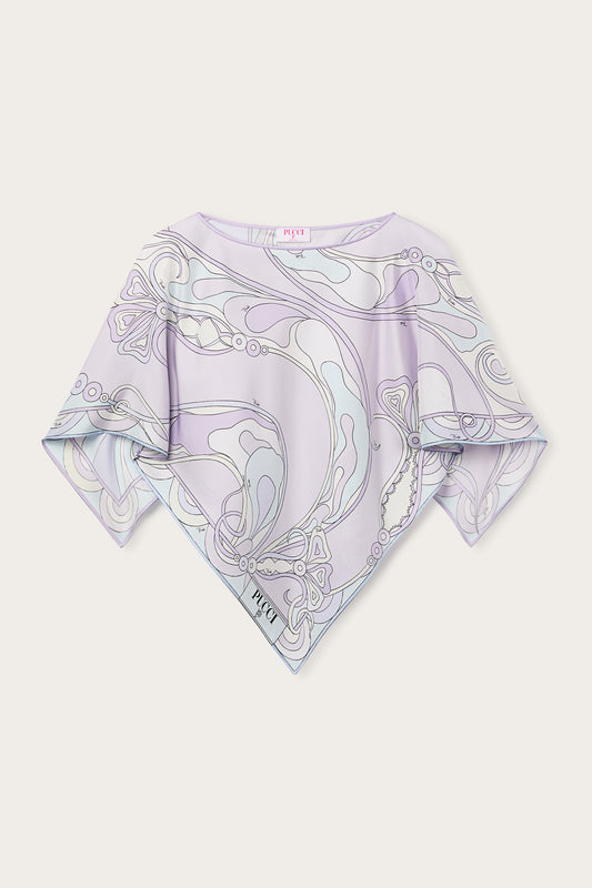 Orchidee Print Silk Cape Blouse