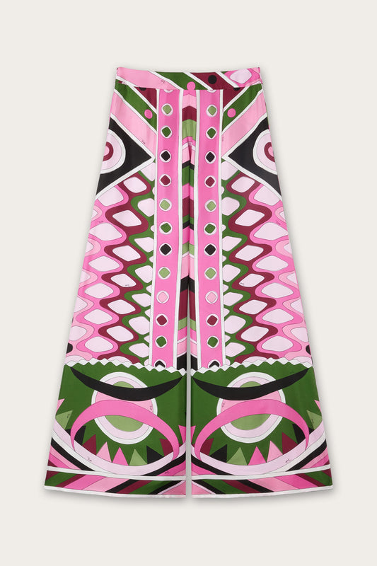 Pantalone Ampio in Seta in Stampa Vivara