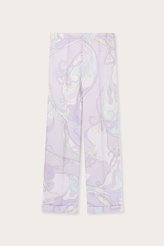 Orchidee Print Silk Pajama Trousers