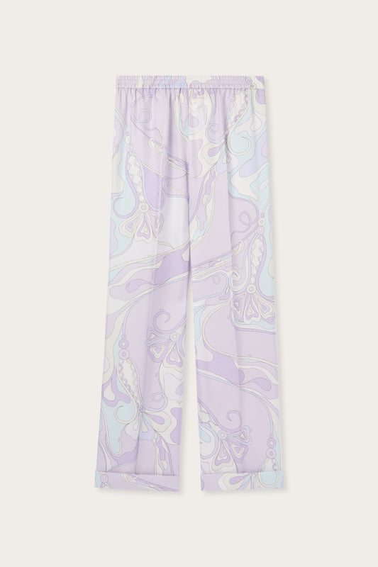 Orchidee Print Silk Pajama Trousers