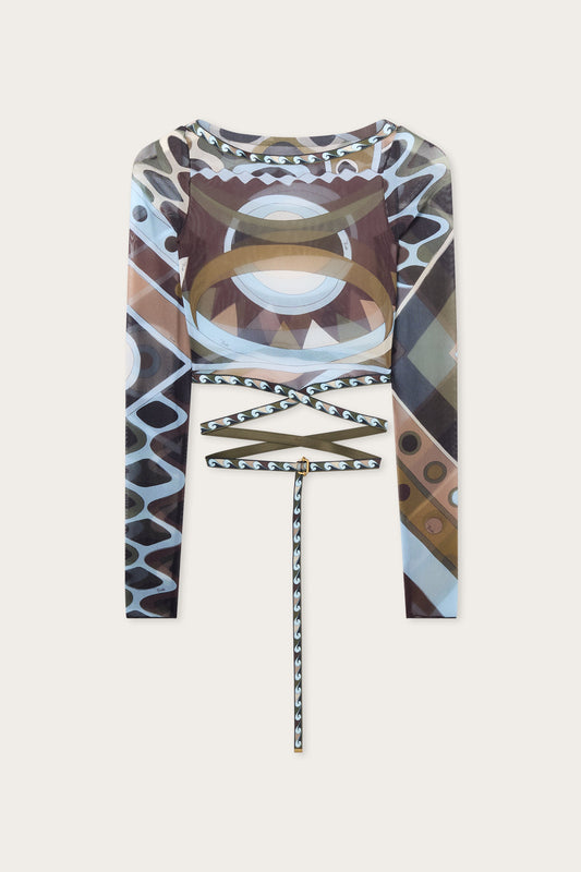 Crop Top in Tulle in Stampa Vivara