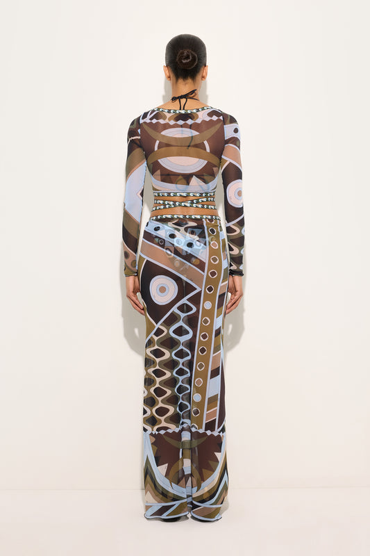 Vivara Print Tulle Crop Top