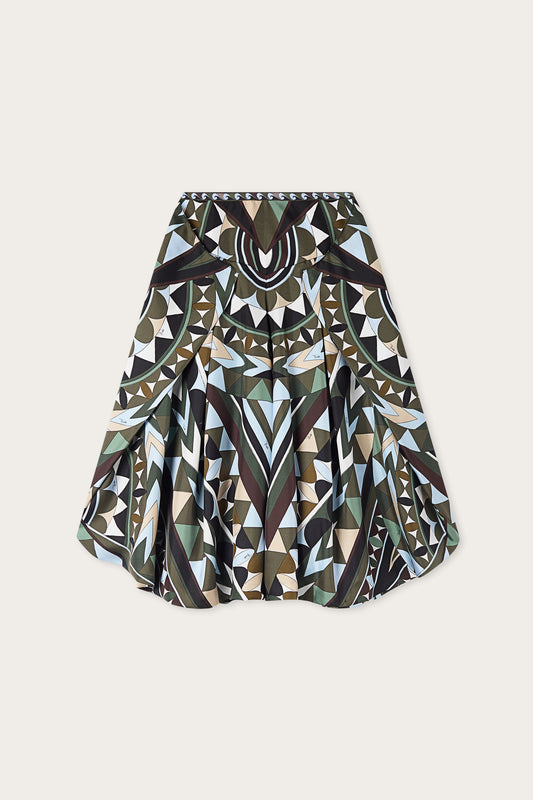 Pantaloni Ampi in Seta in Stampa Manuba