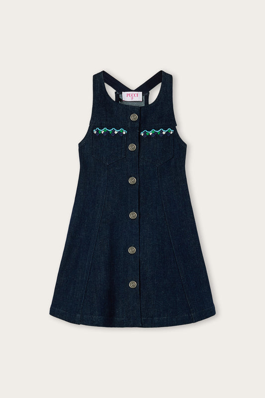 Abito in Denim con Applicazioni