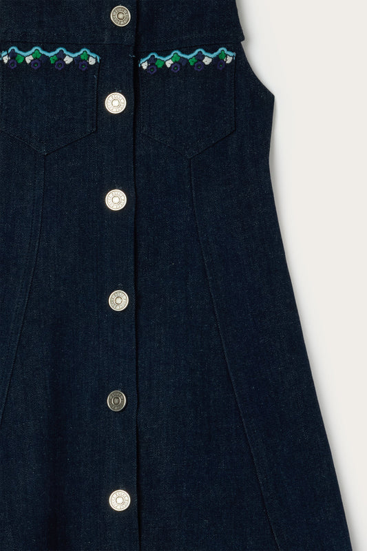Abito in Denim con Applicazioni