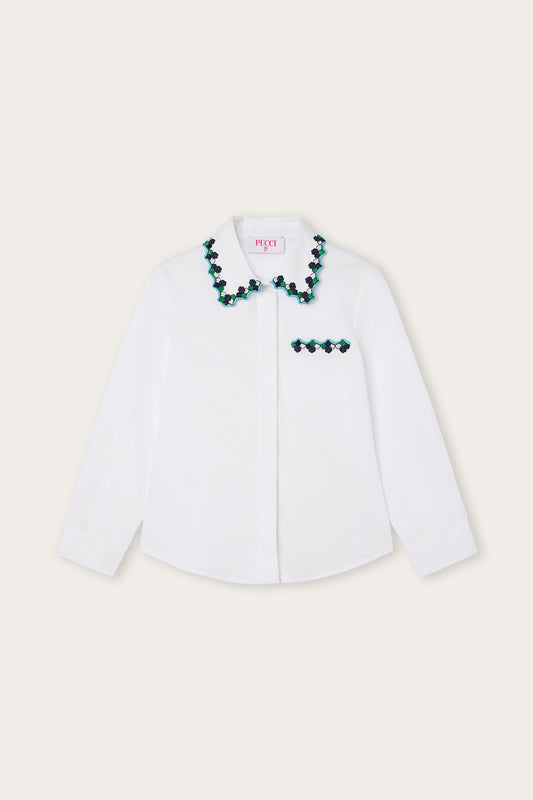 Camicia con Ricami Stampa Fontane