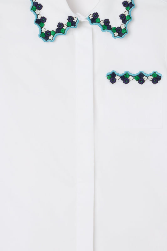 Camicia con Ricami Stampa Fontane