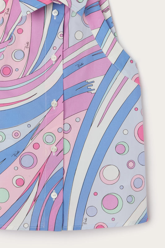 Camicia Senza Maniche in Stampa Fontane